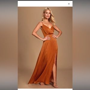 Constantine Rust Orange Satin Maxi Dress